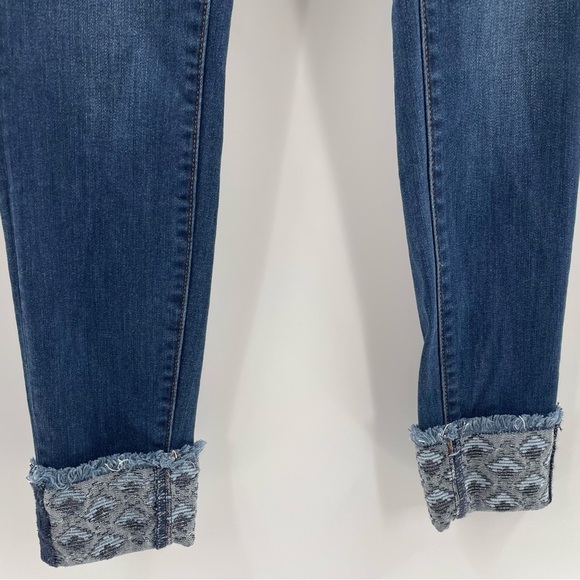 NWT Loft Modern Skinny Crop Tapestry Cuff Pockets Button Zip Dark Wash Jeans - Picture 3 of 11